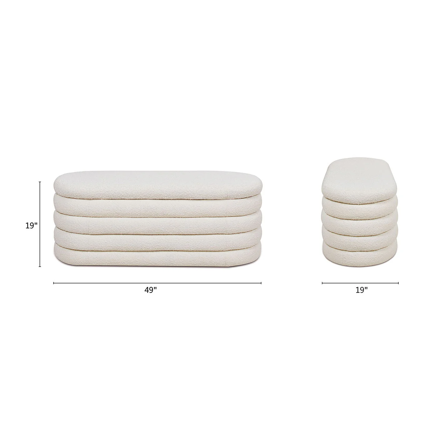 Fuji - Upholstered Oval Storage Bench - Image 30