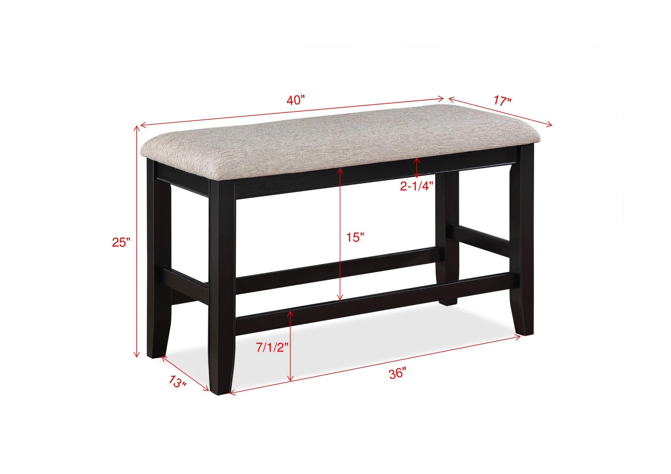 Fulton Counter Height Bench Light Grey - Image 2