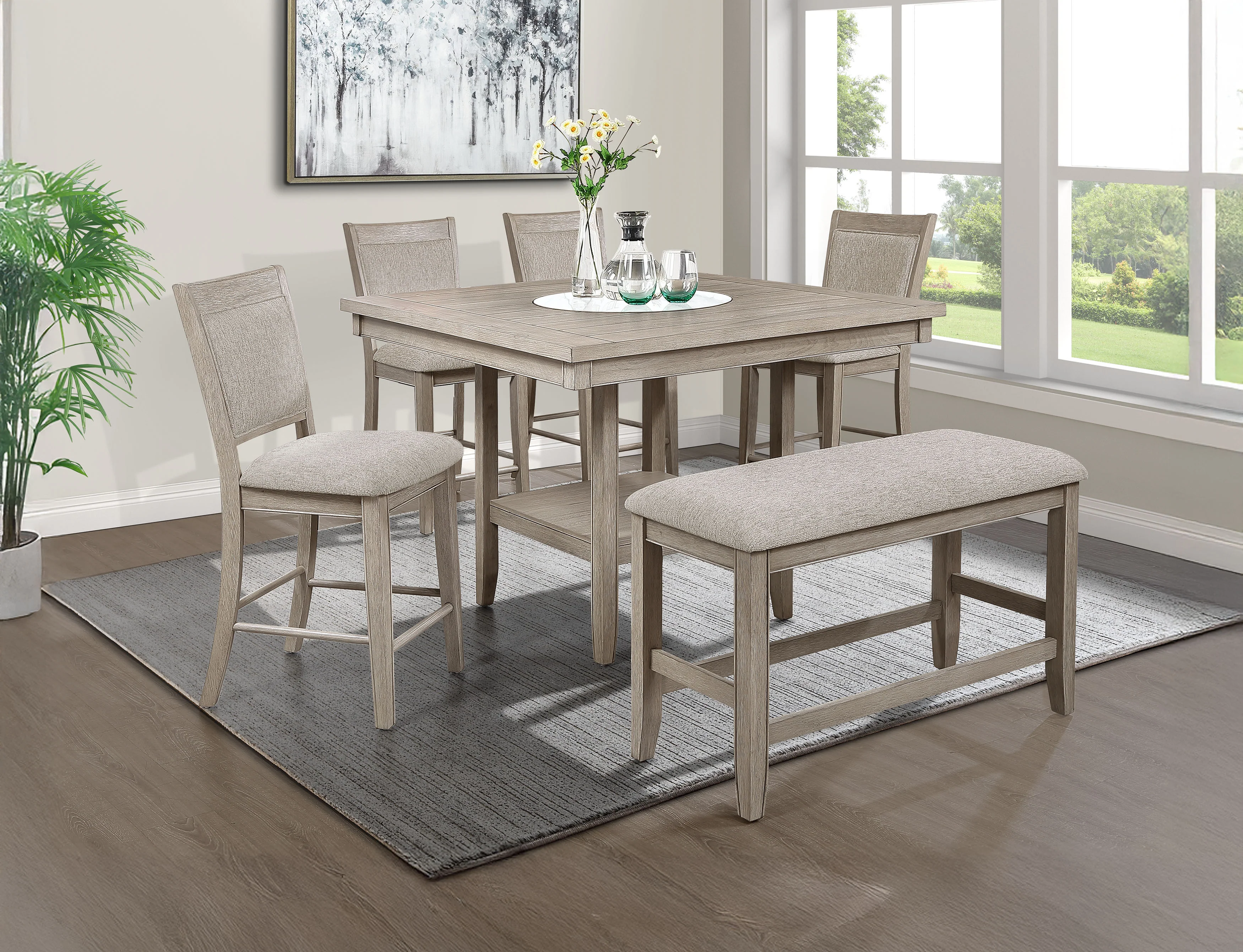 Fulton Counter Height Bench White Oak