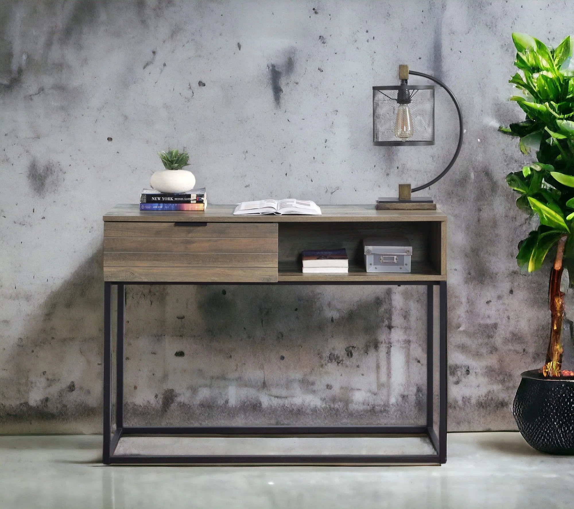 Galeno - Legs Writing Desk - Rustic Oak / Black - Image 11