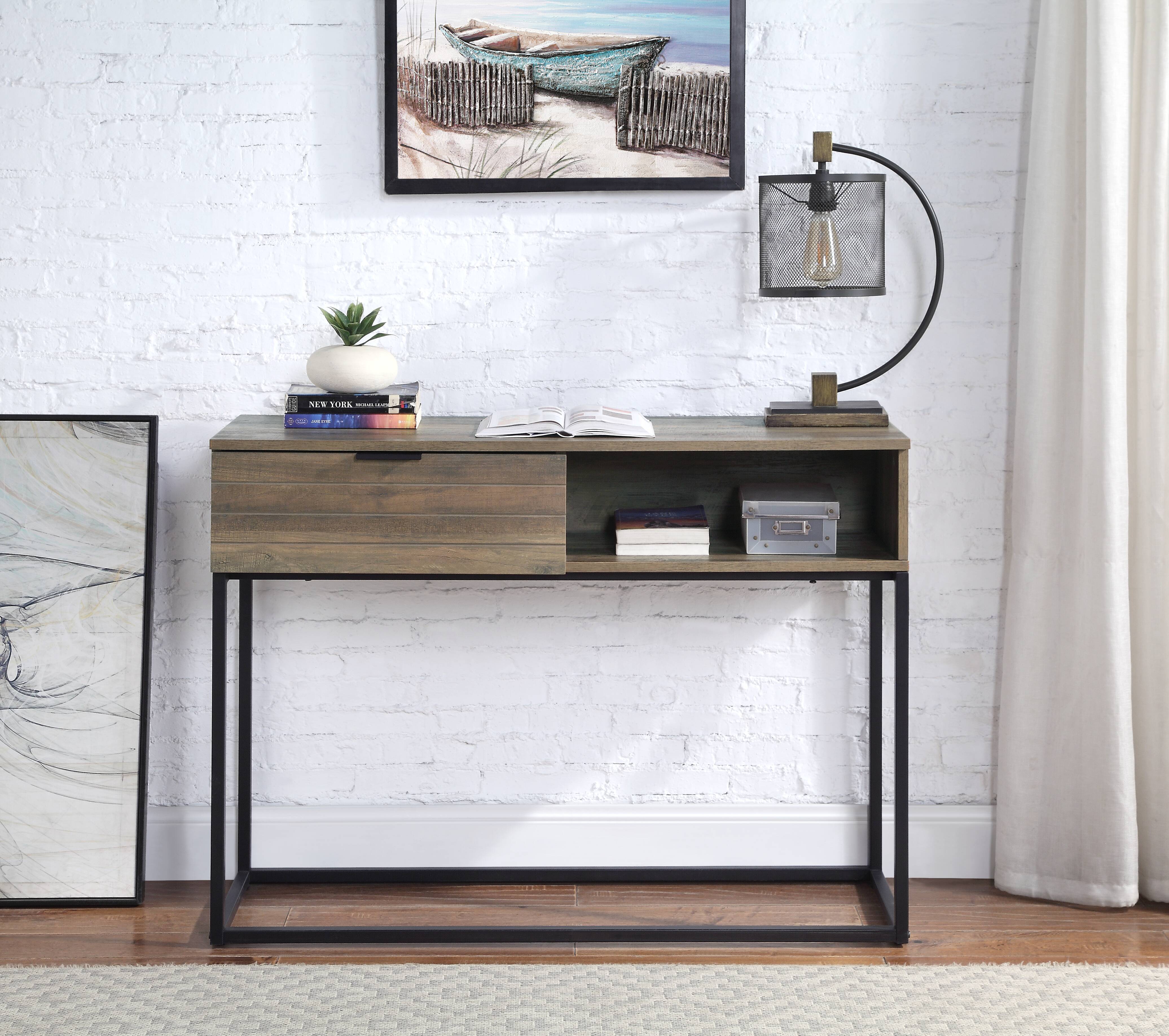 Galeno - Legs Writing Desk - Rustic Oak / Black - Image 5
