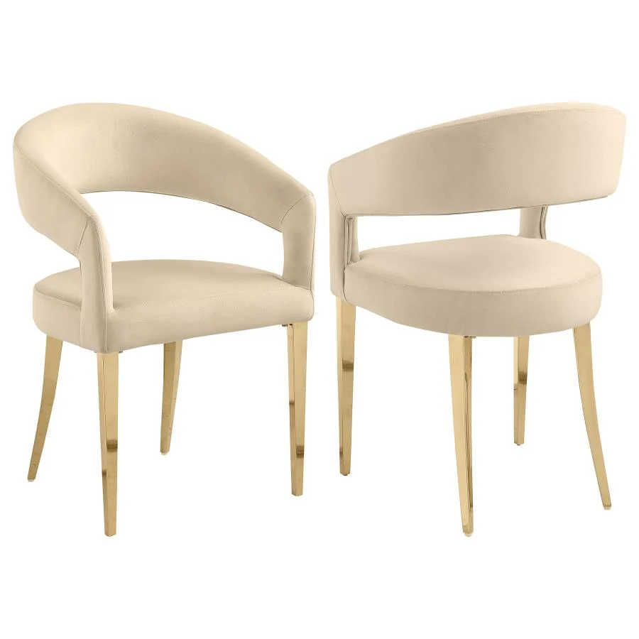 Galiano Velvet Upholstered Dining Arm Chair Beige (Set of 2) - Image 10