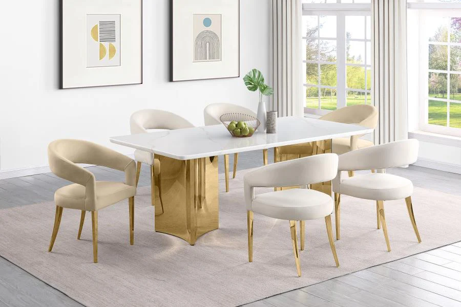 Galiano Velvet Upholstered Dining Arm Chair Beige (Set of 2) - Image 14