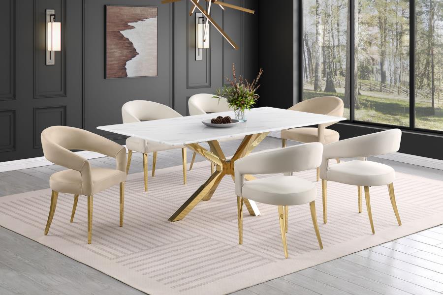 Galiano Velvet Upholstered Dining Arm Chair Beige (Set of 2) - Image 17