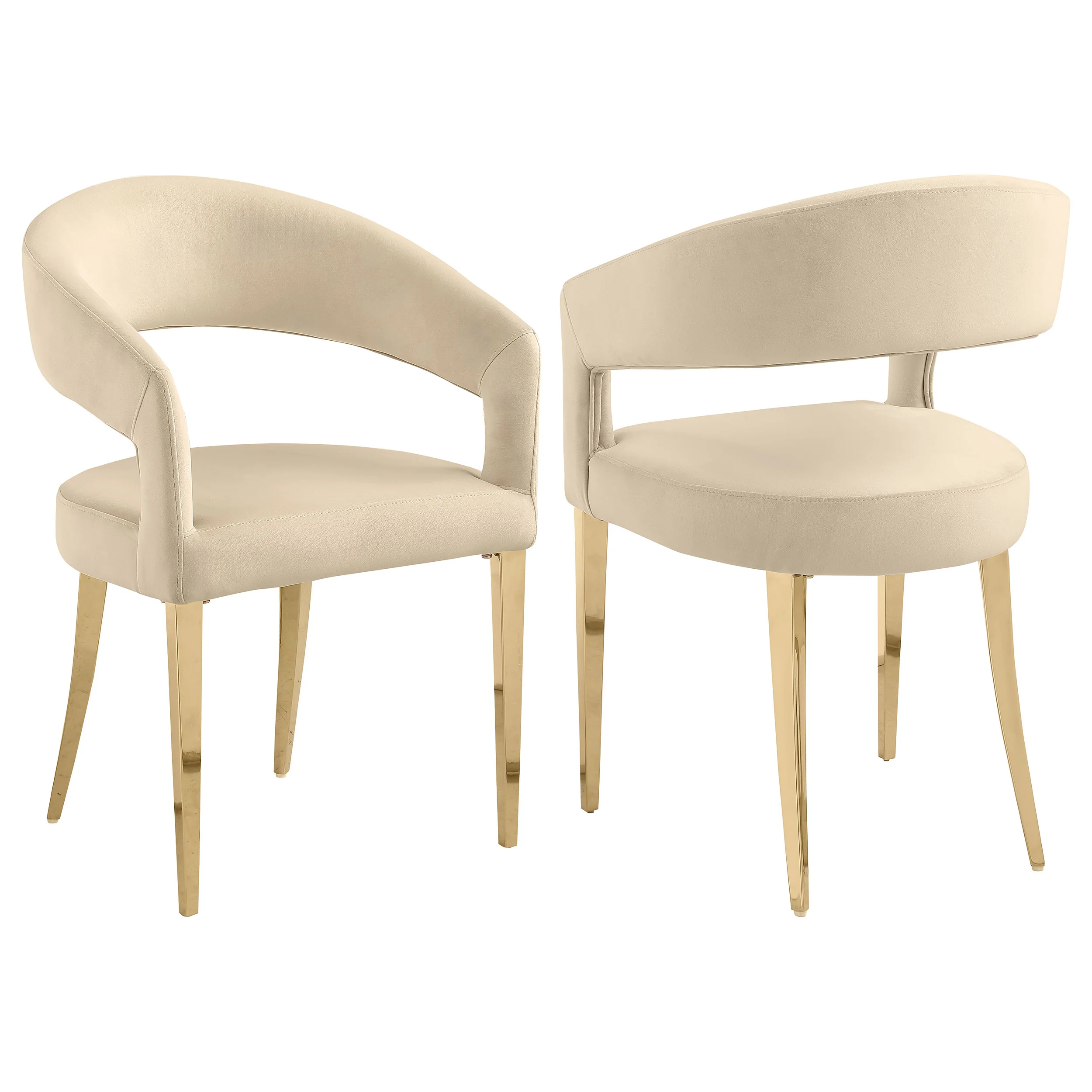 Galiano Velvet Upholstered Dining Arm Chair Beige (Set of 2) - Image 18