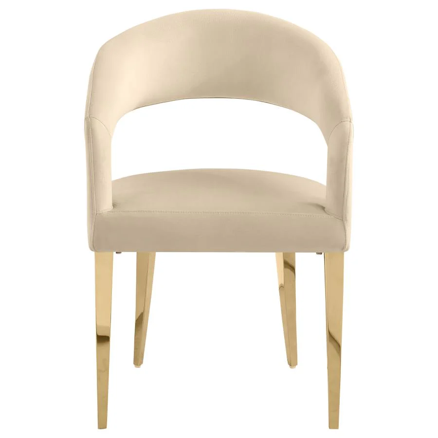 Galiano Velvet Upholstered Dining Arm Chair Beige (Set of 2) - Image 3