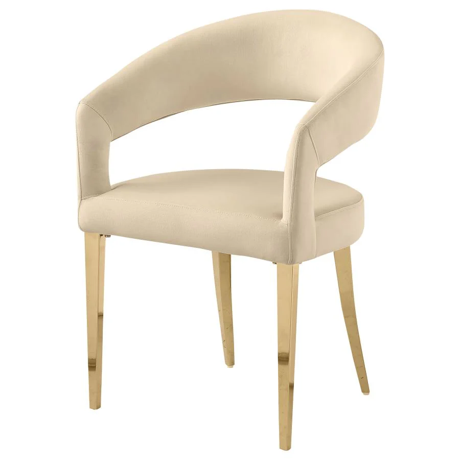 Galiano Velvet Upholstered Dining Arm Chair Beige (Set of 2) - Image 4
