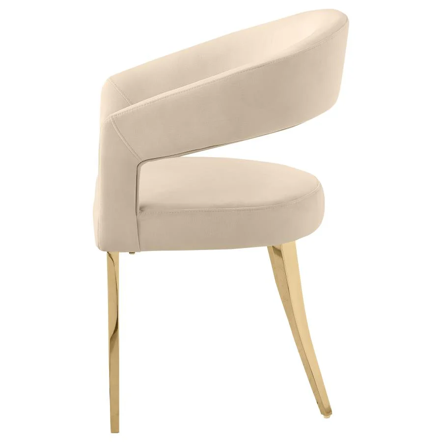 Galiano Velvet Upholstered Dining Arm Chair Beige (Set of 2) - Image 5