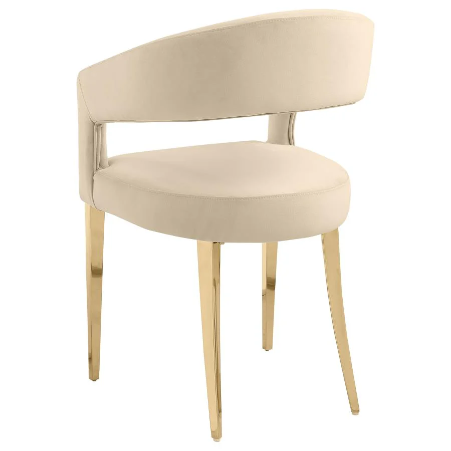Galiano Velvet Upholstered Dining Arm Chair Beige (Set of 2) - Image 6