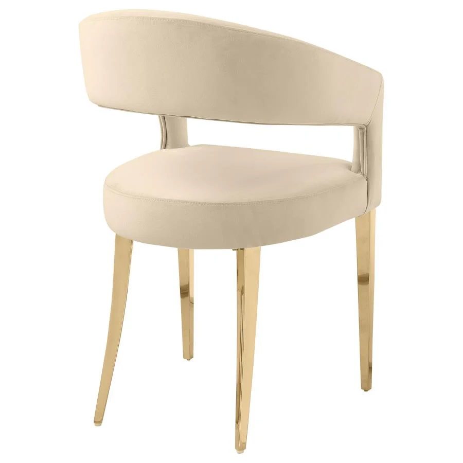 Galiano Velvet Upholstered Dining Arm Chair Beige (Set of 2) - Image 7