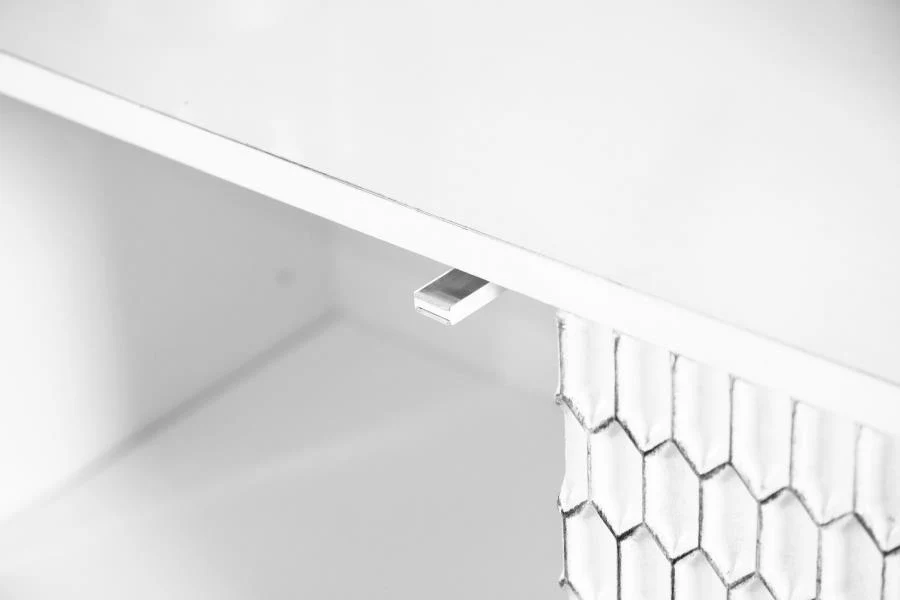 Gambon - 2 Door Wood Honeycomb Pattern Accent Cabinet - White - Image 12