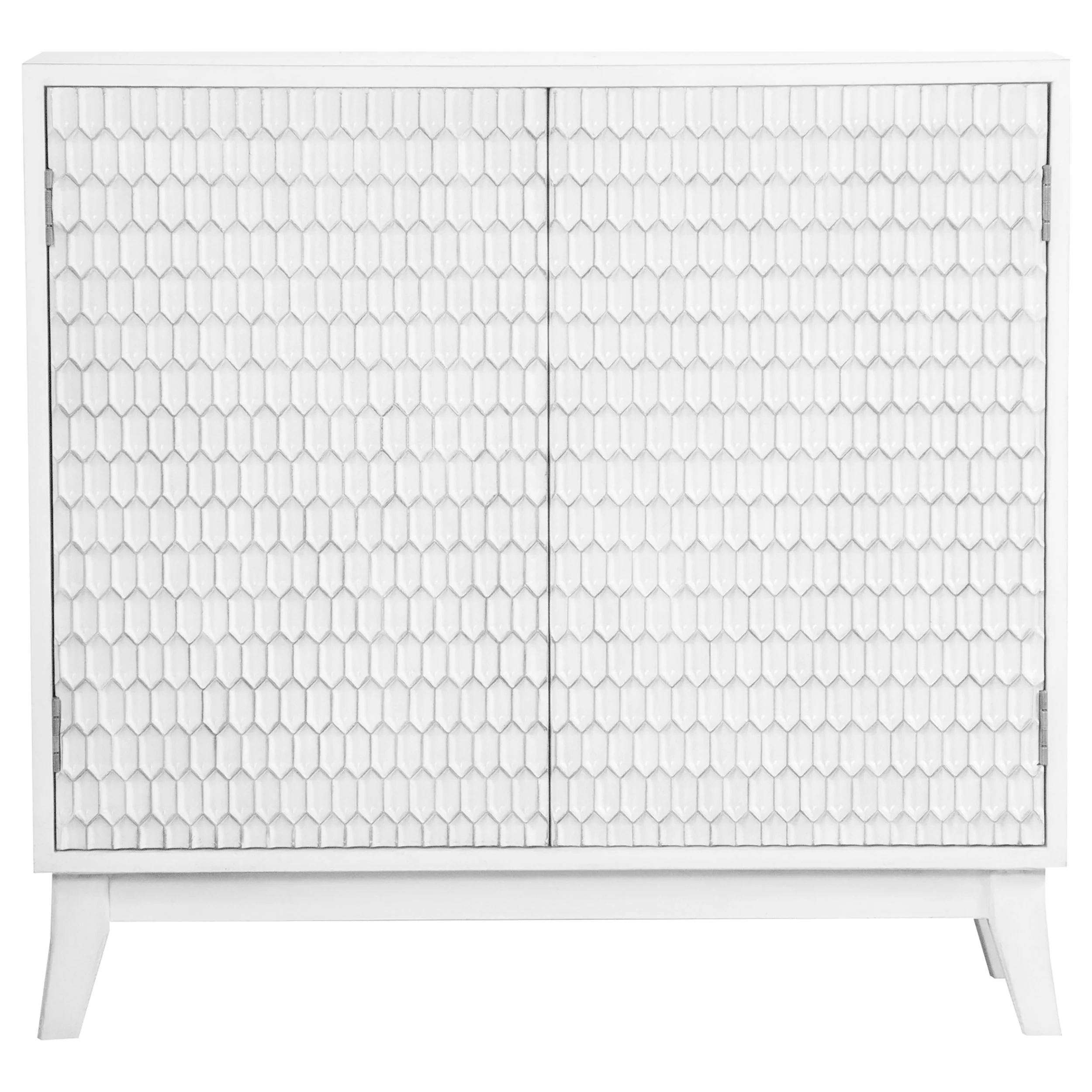 Gambon - 2 Door Wood Honeycomb Pattern Accent Cabinet - White - Image 14