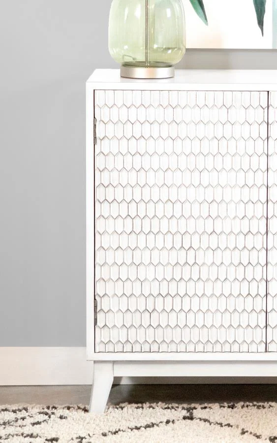 Gambon - 2 Door Wood Honeycomb Pattern Accent Cabinet - White - Image 7
