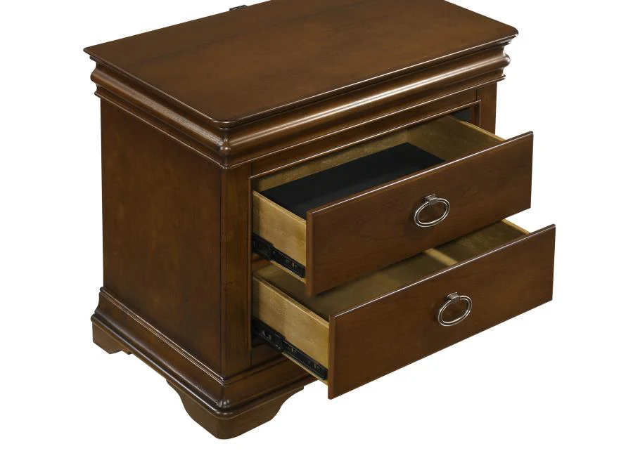 Garland - 3-Drawer Nightstand Bedside Table - Brown Cherry - Image 10