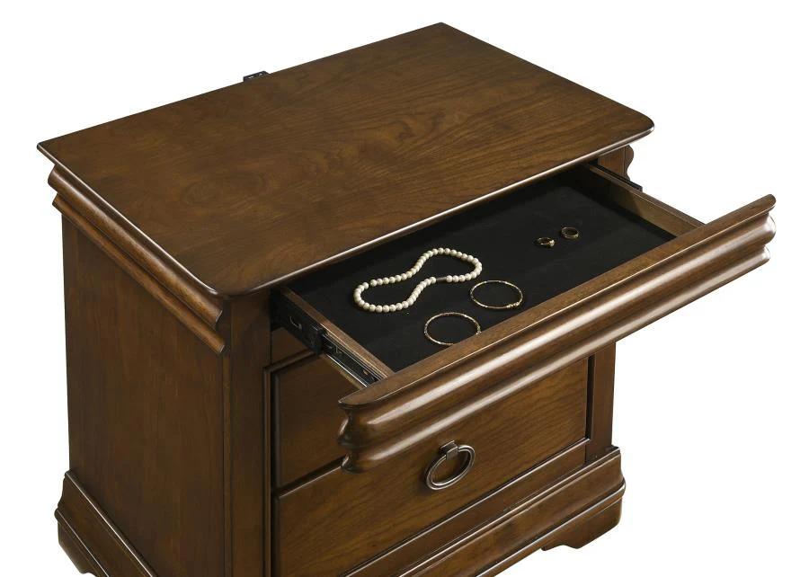 Garland - 3-Drawer Nightstand Bedside Table - Brown Cherry - Image 12