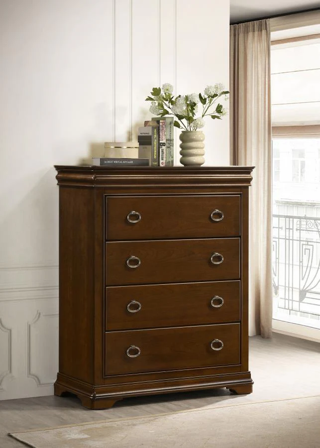 Garland - 4-Drawer Bedroom Chest Of Drawers - Brown Cherry - Image 2