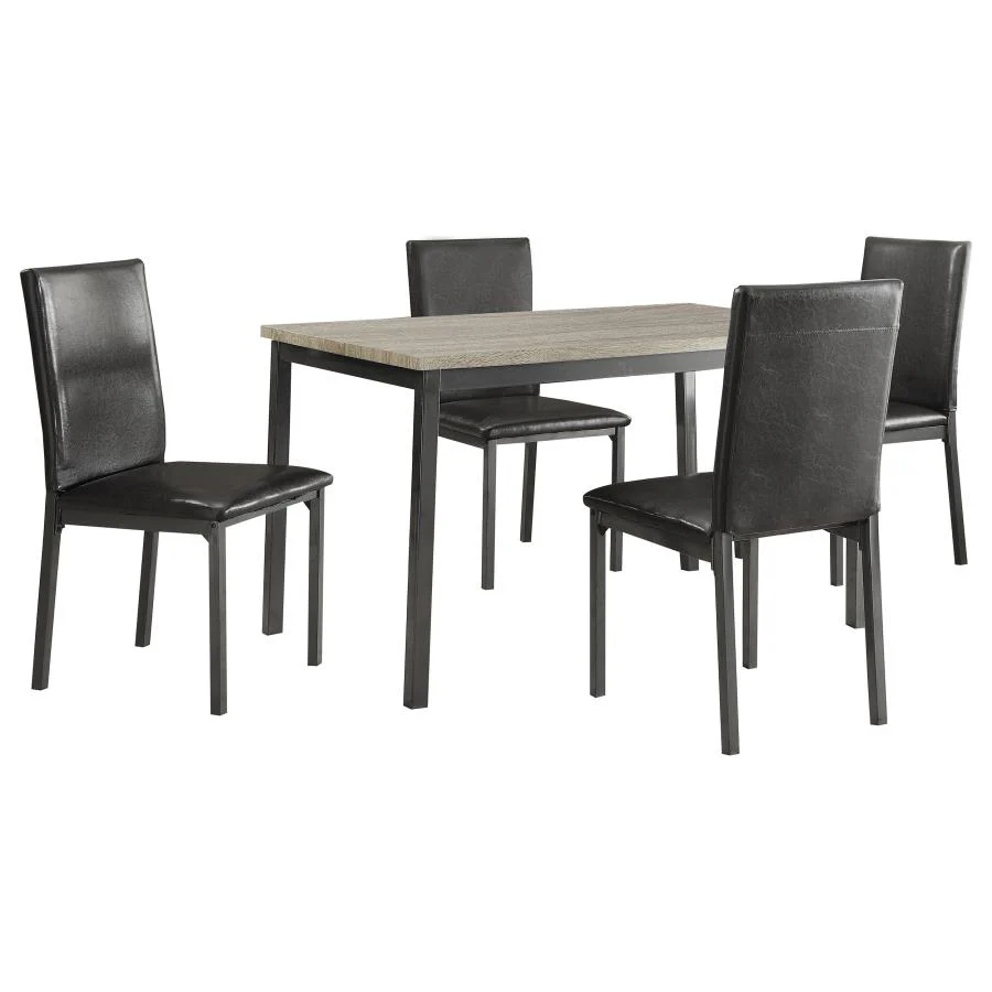 Garza - 5 Piece Rectangular Dining Table Set - Black - Image 2