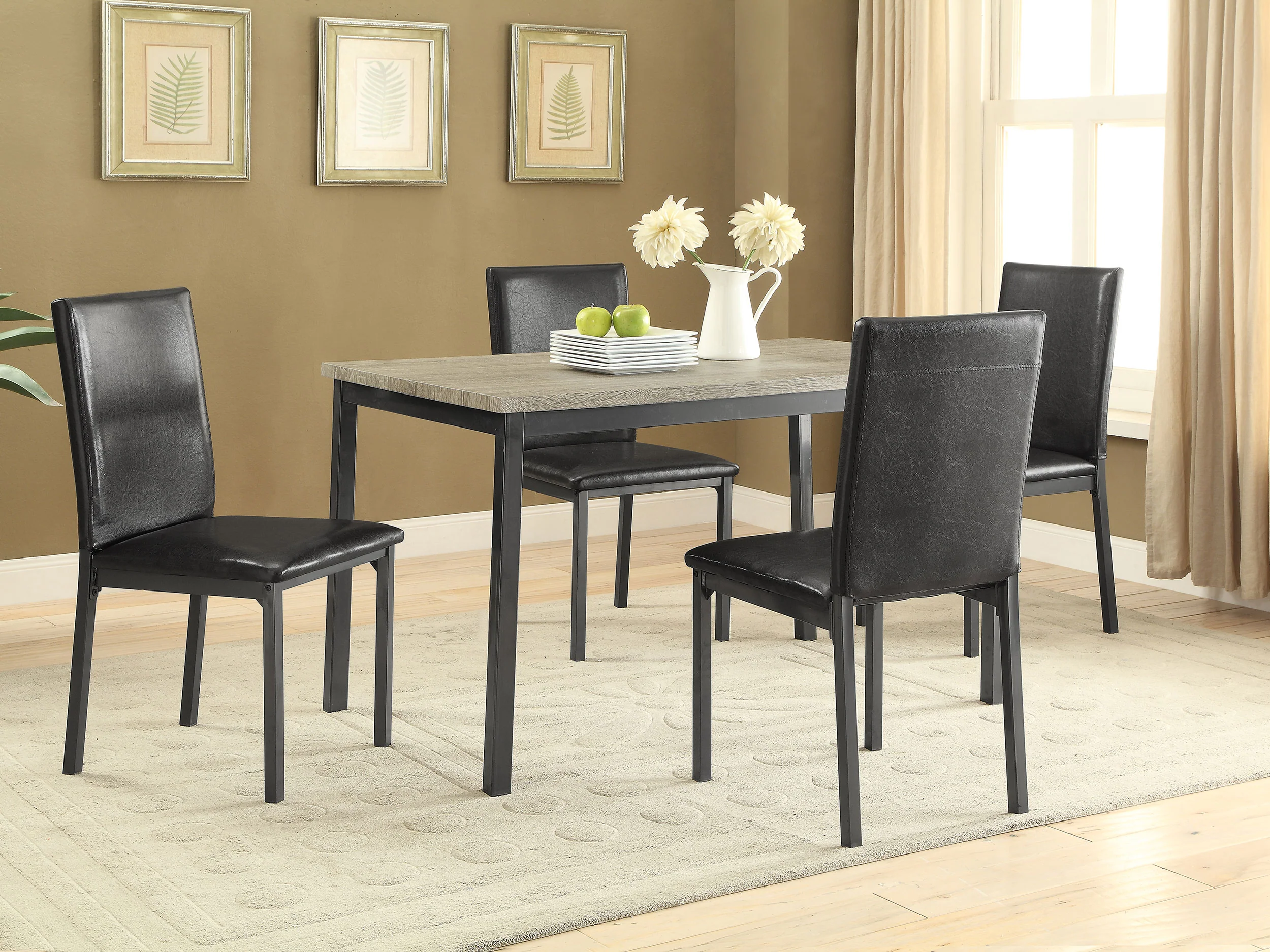 Garza - 5 Piece Rectangular Dining Table Set - Black - Image 9