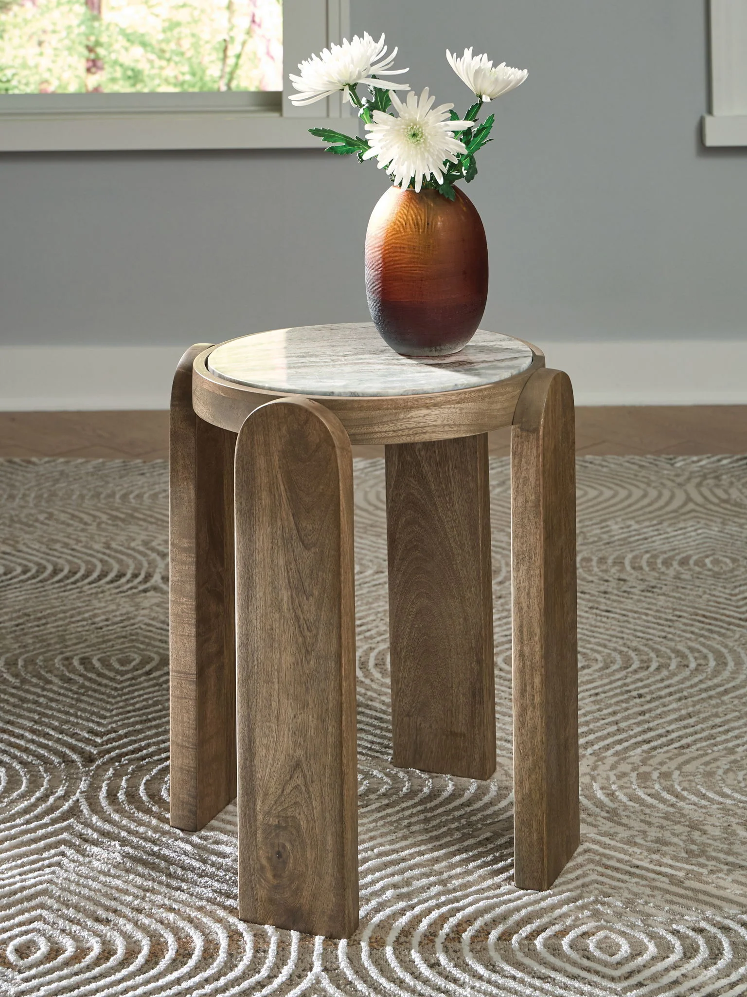 Gavrilley - Accent Table - Gray / White / Brown - Image 4