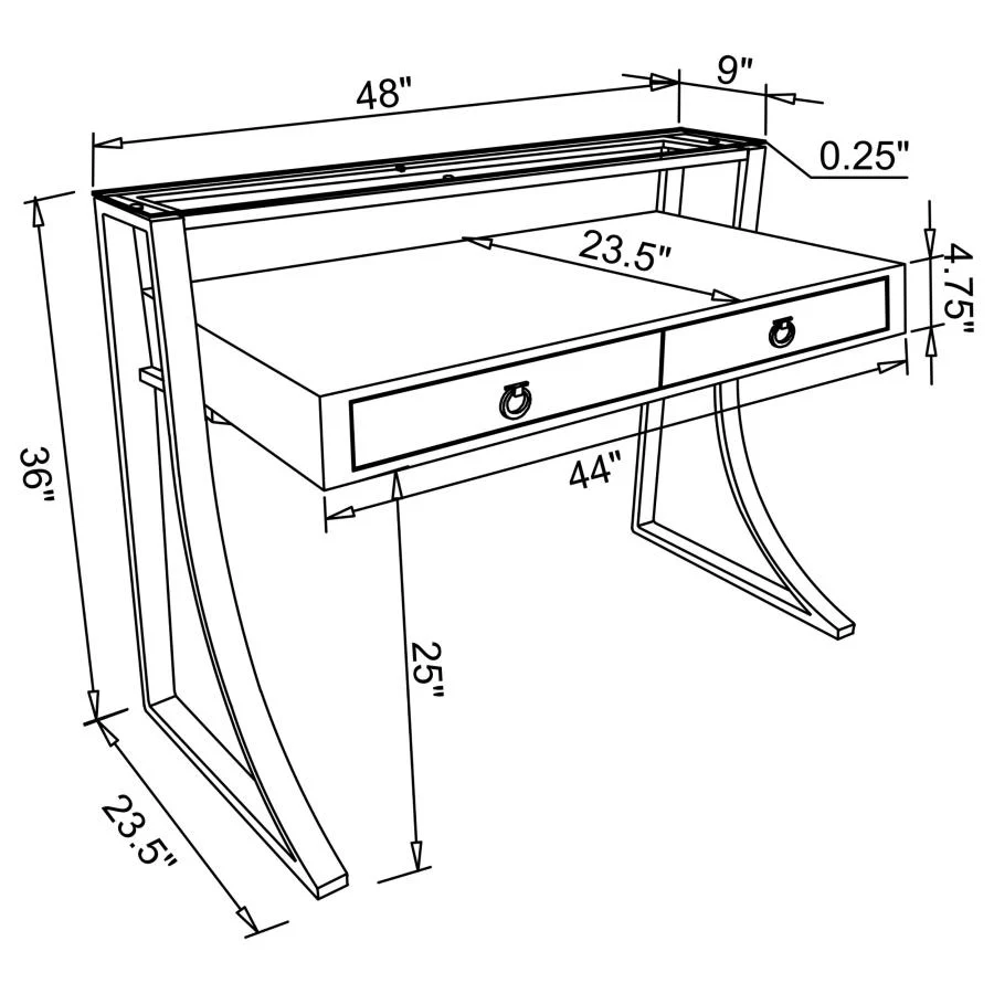 Gemma - 2-Drawer Writing Desk - White High Gloss - Image 11