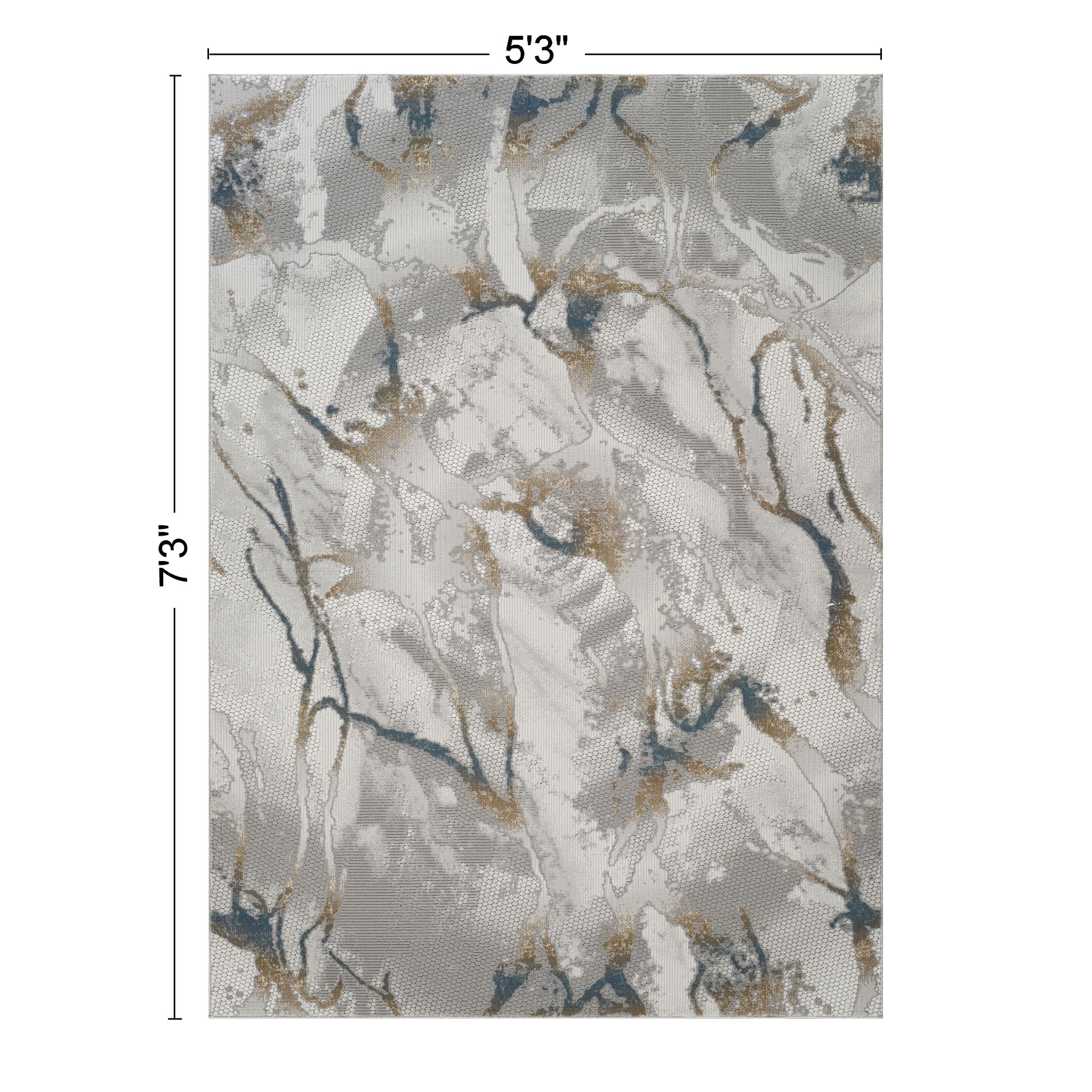 Geometrix - 5'3" X 7'3" Area Rug & Geometric 3D Effect - Ivory / Gray - Image 6