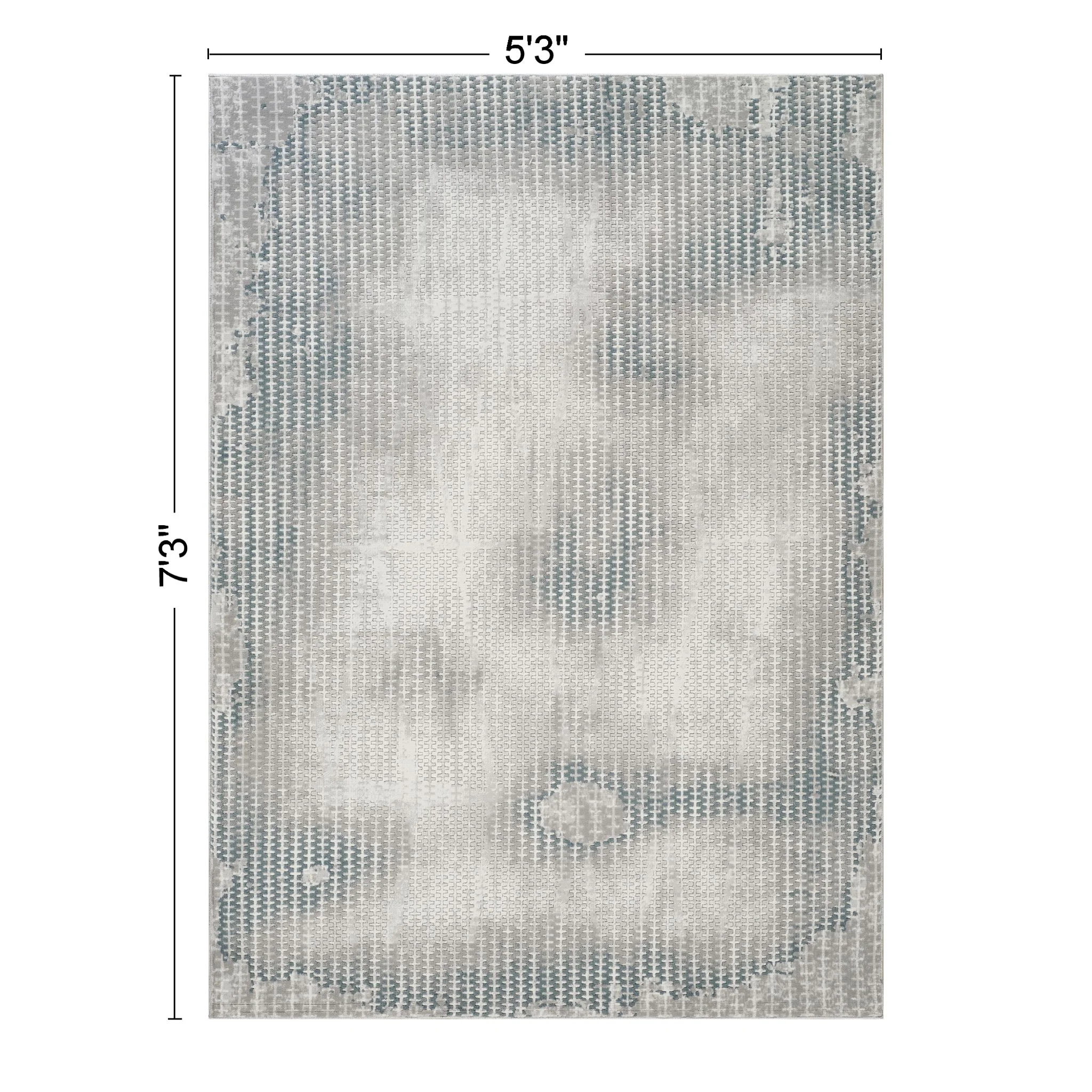 Geometrix - 5'3" X 7'3" Area Rug, Geometric 3D Effect - Ivory / Gray - Image 5