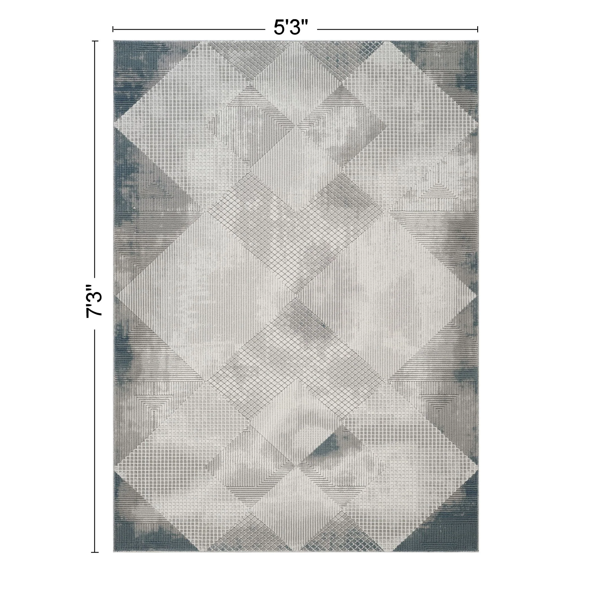 Geometrix - 5'3" X 7'3" Area Rug With Geometric, 3D Effect - Gray / Ivory - Image 3