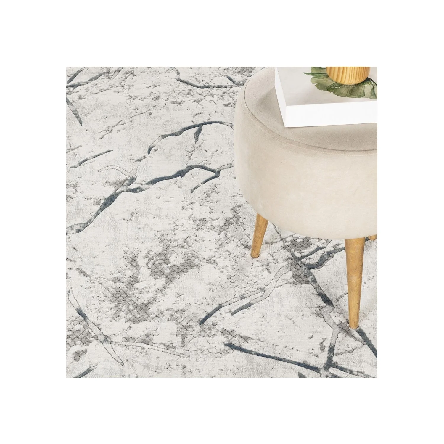 Geometrix - 7'10" X 10'6" Area Rug, Geometric 3D Effect - Ivory / Gray - Image 3
