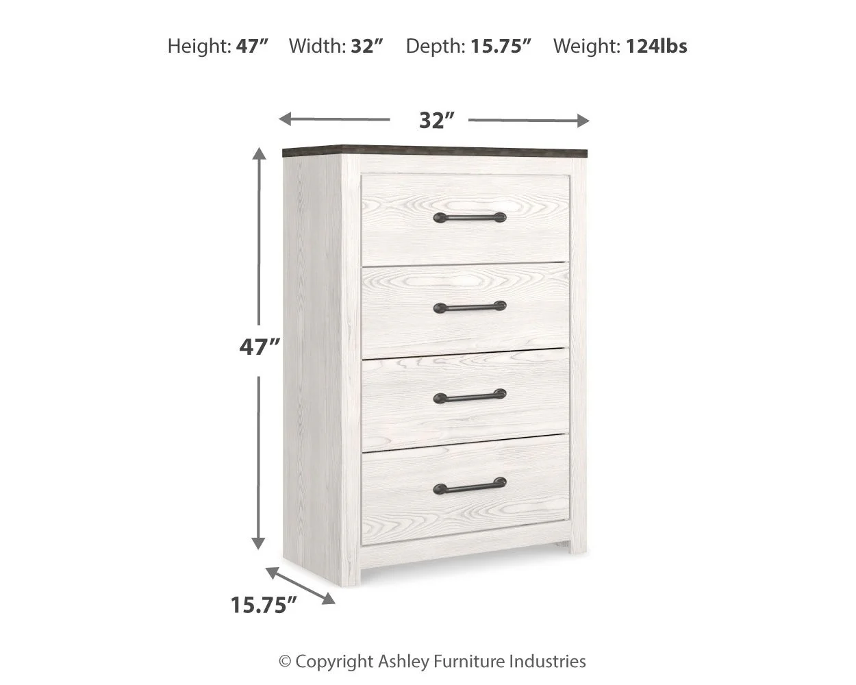 Gerridan - Four Drawer Chest - White / Gray - Image 4