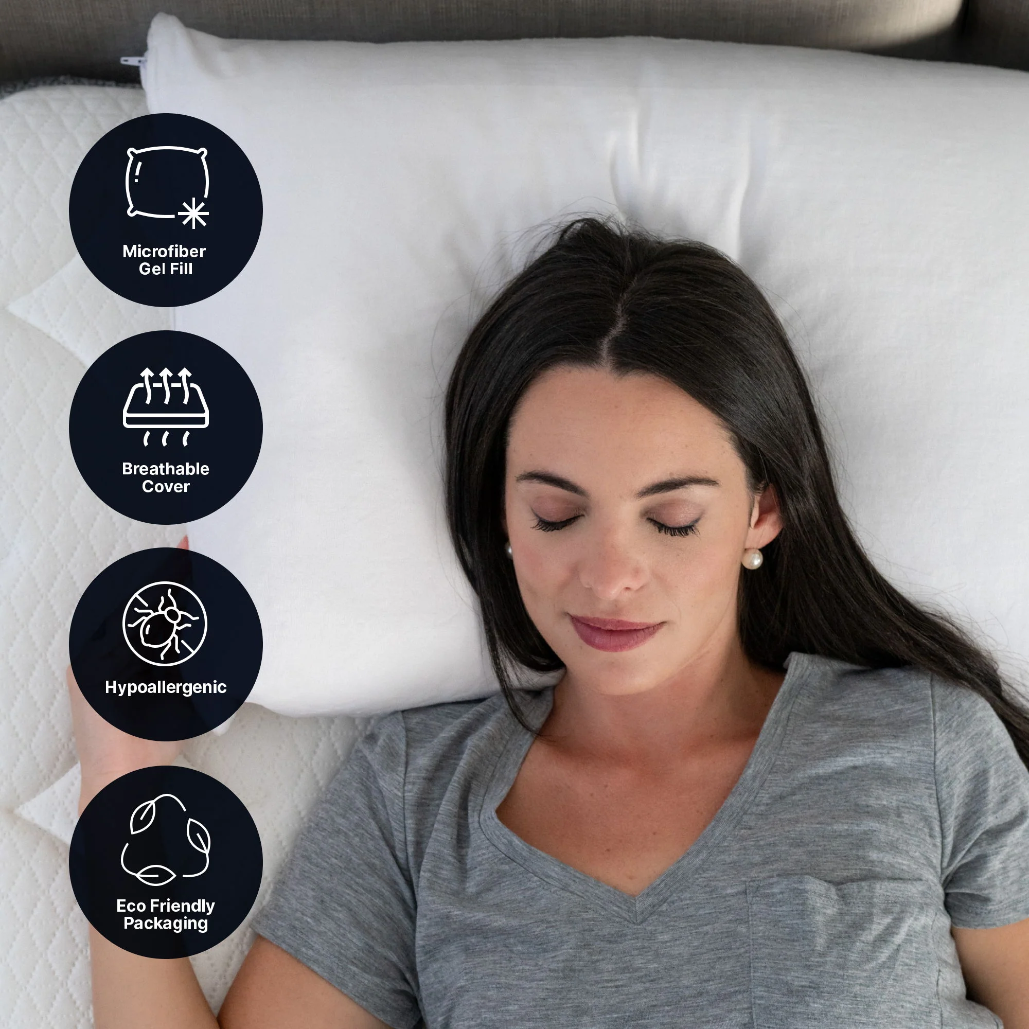 Ghostpillow - Faux Down Luxury Pillow With Microfiber Gel Clusters, Cotton Cover - White - Image 5