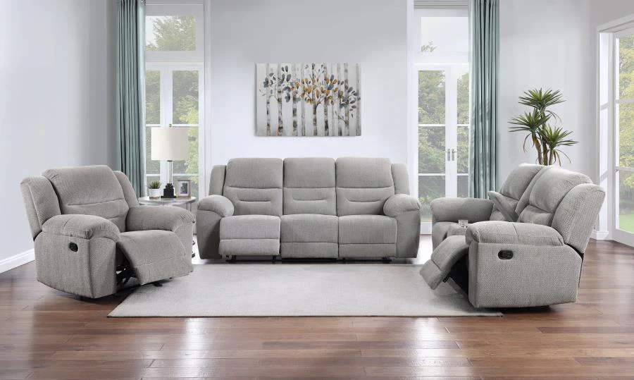 Gilson - Chenille Upholstered Reclining Loveseat - Gray - Image 14