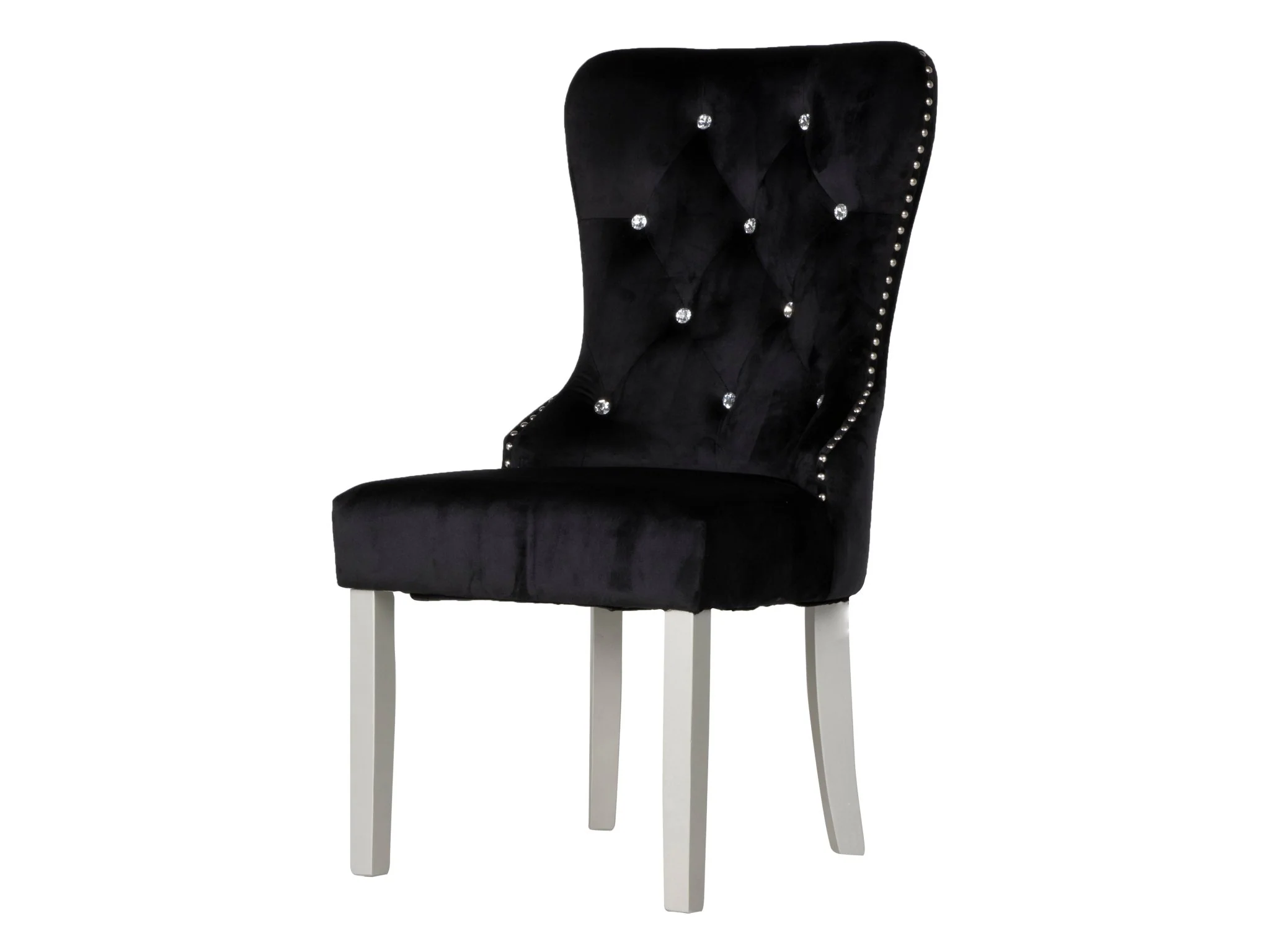 Glam 7-Piece Silver Dining Set with Mirror-Trim Table & Black Velvet Tufted Chairs - Image 6