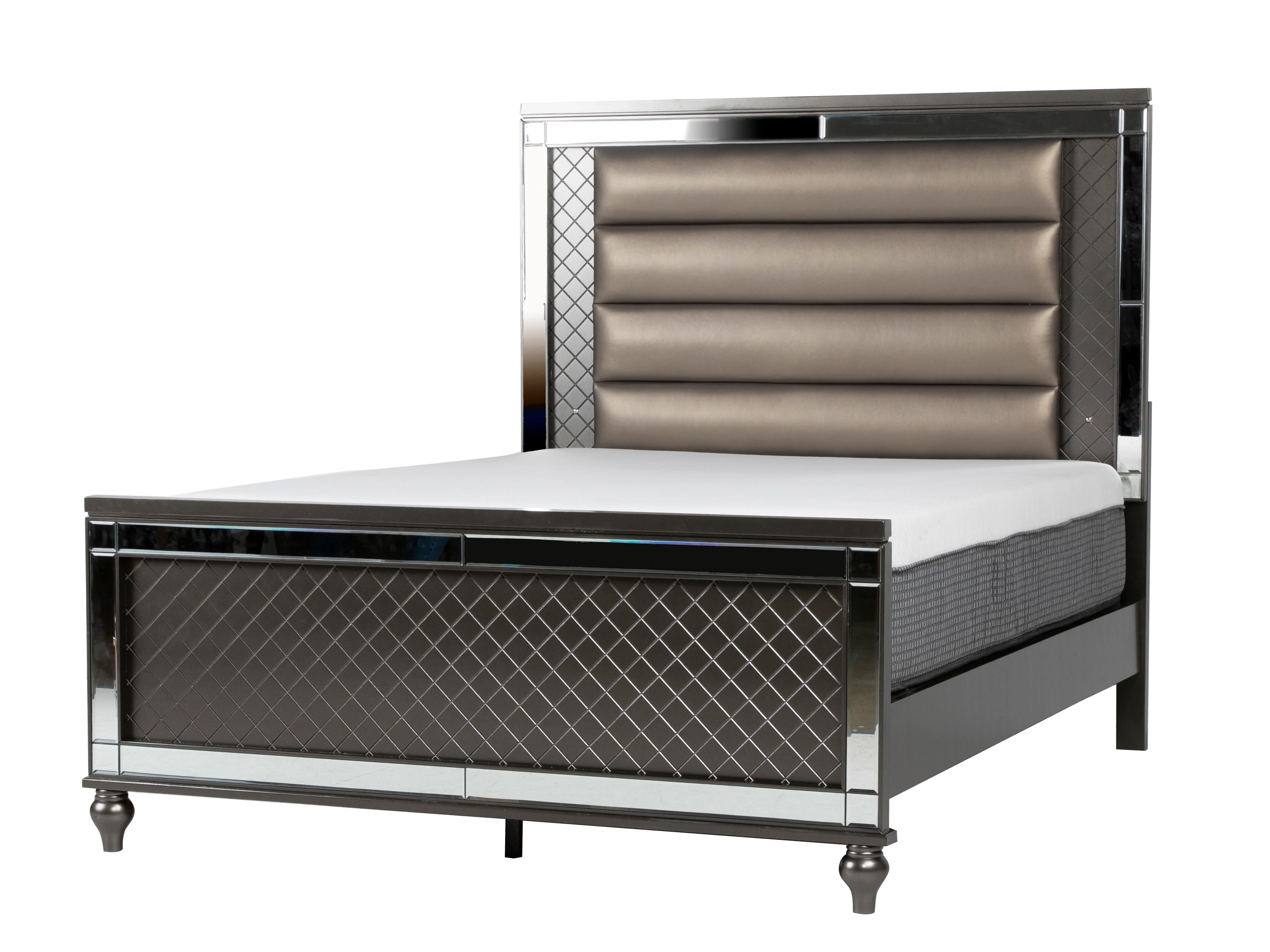 Glam Mirrored 6-Piece Bedroom Set (Bed, Dresser, Mirror & Nightstand) - Image 3