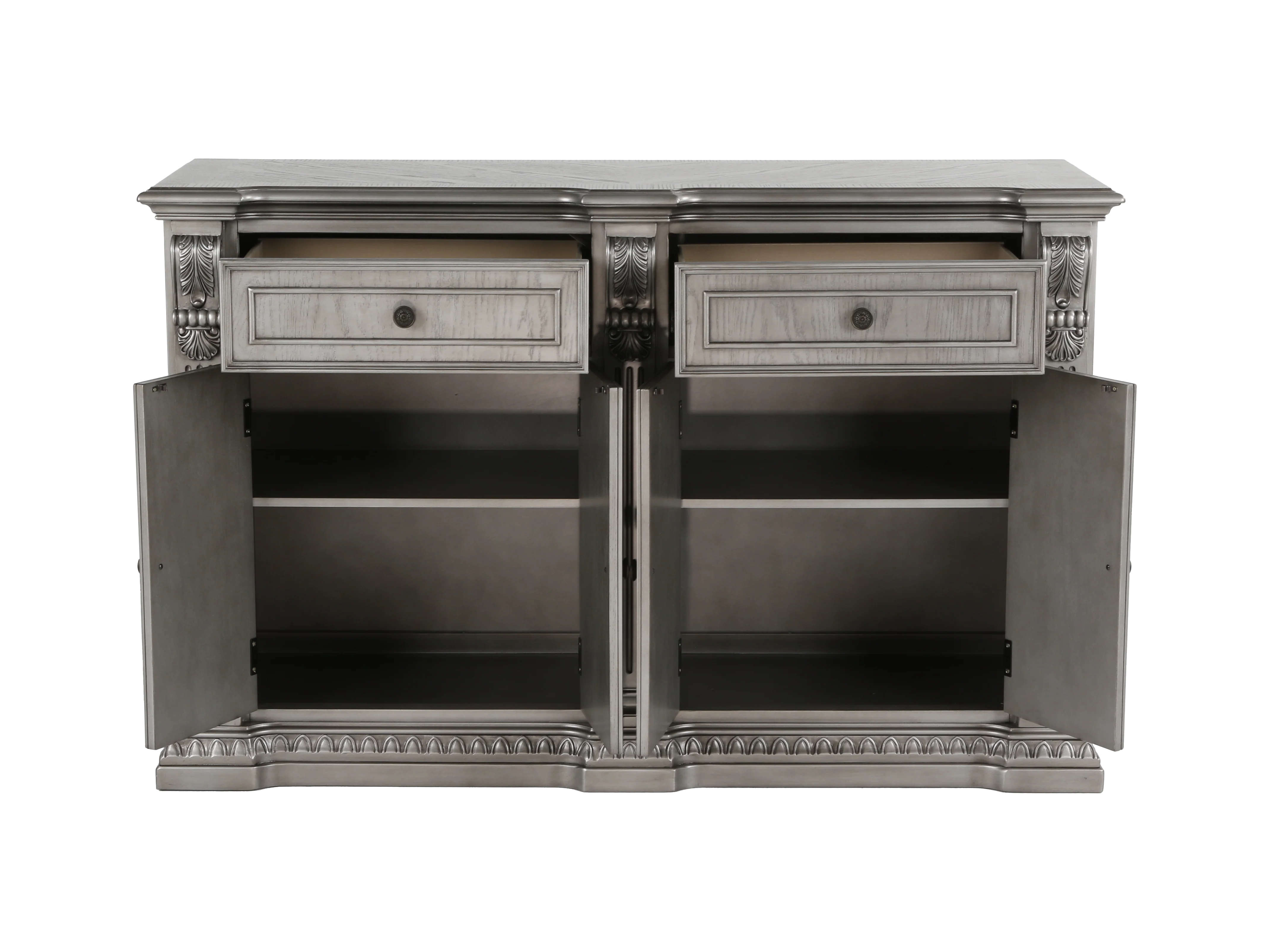 Glam Silver 2-Drawer 4-Door Dining Buffet - Image 3