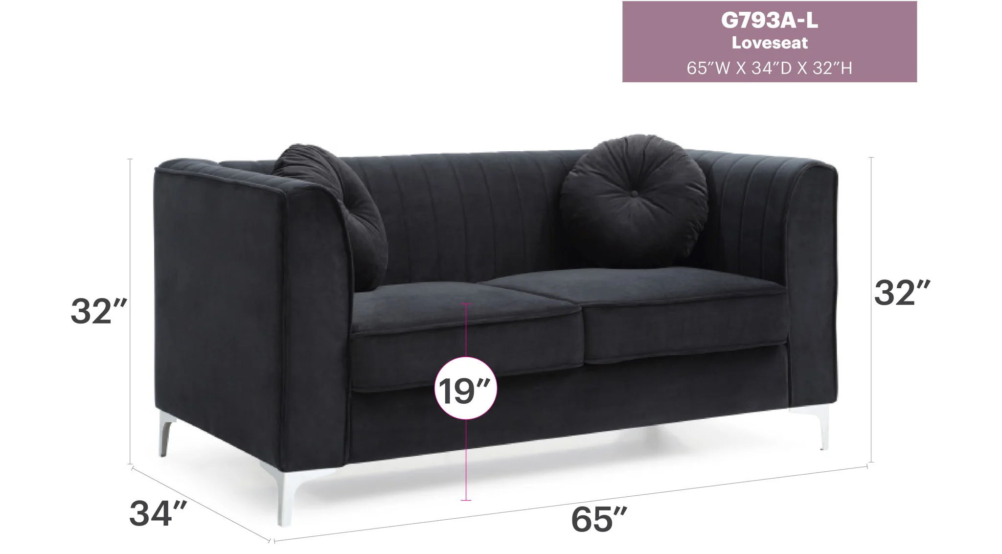 Glam Styled Micro Suede Loveseat - Image 19