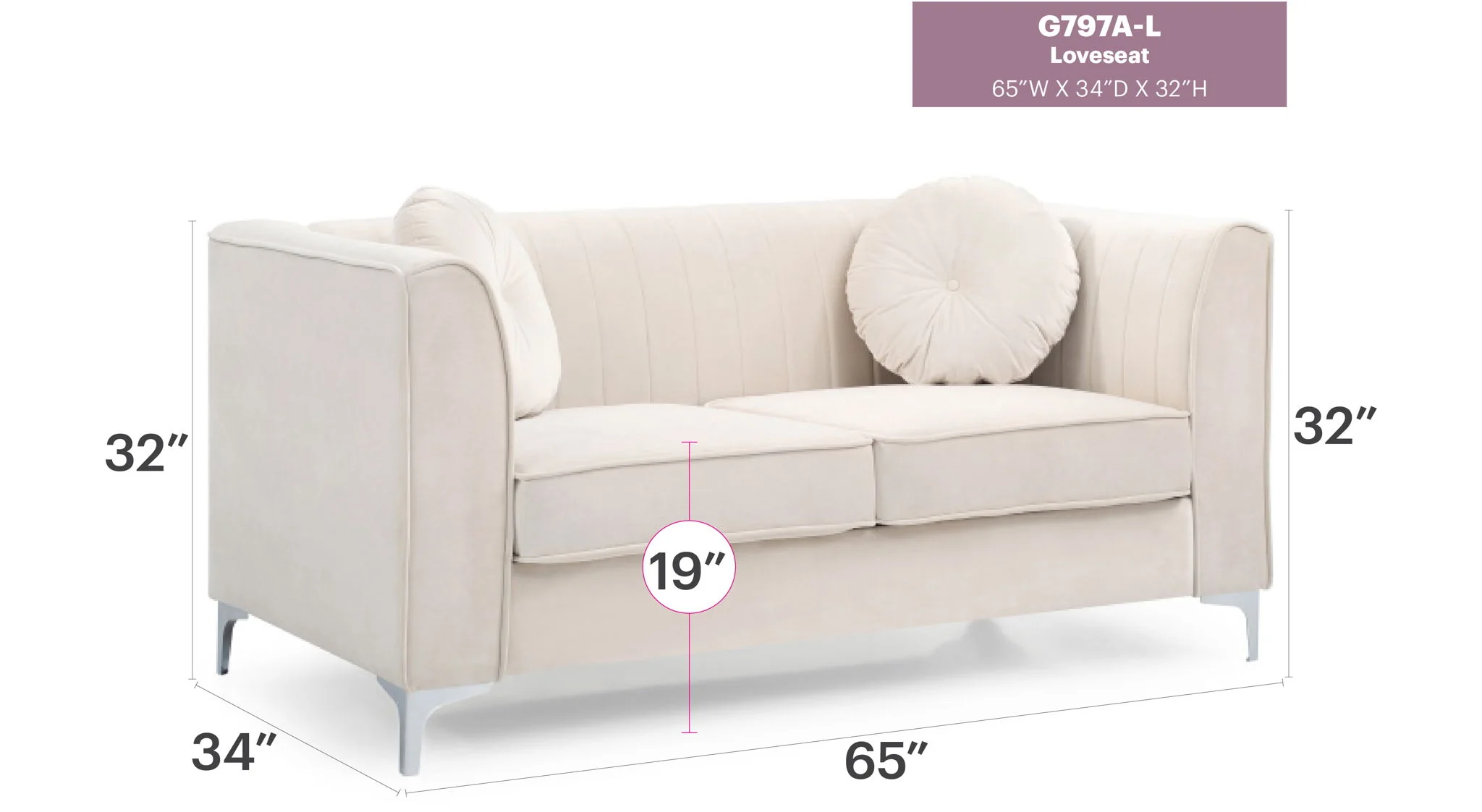 Glam Styled Micro Suede Loveseat - Image 5