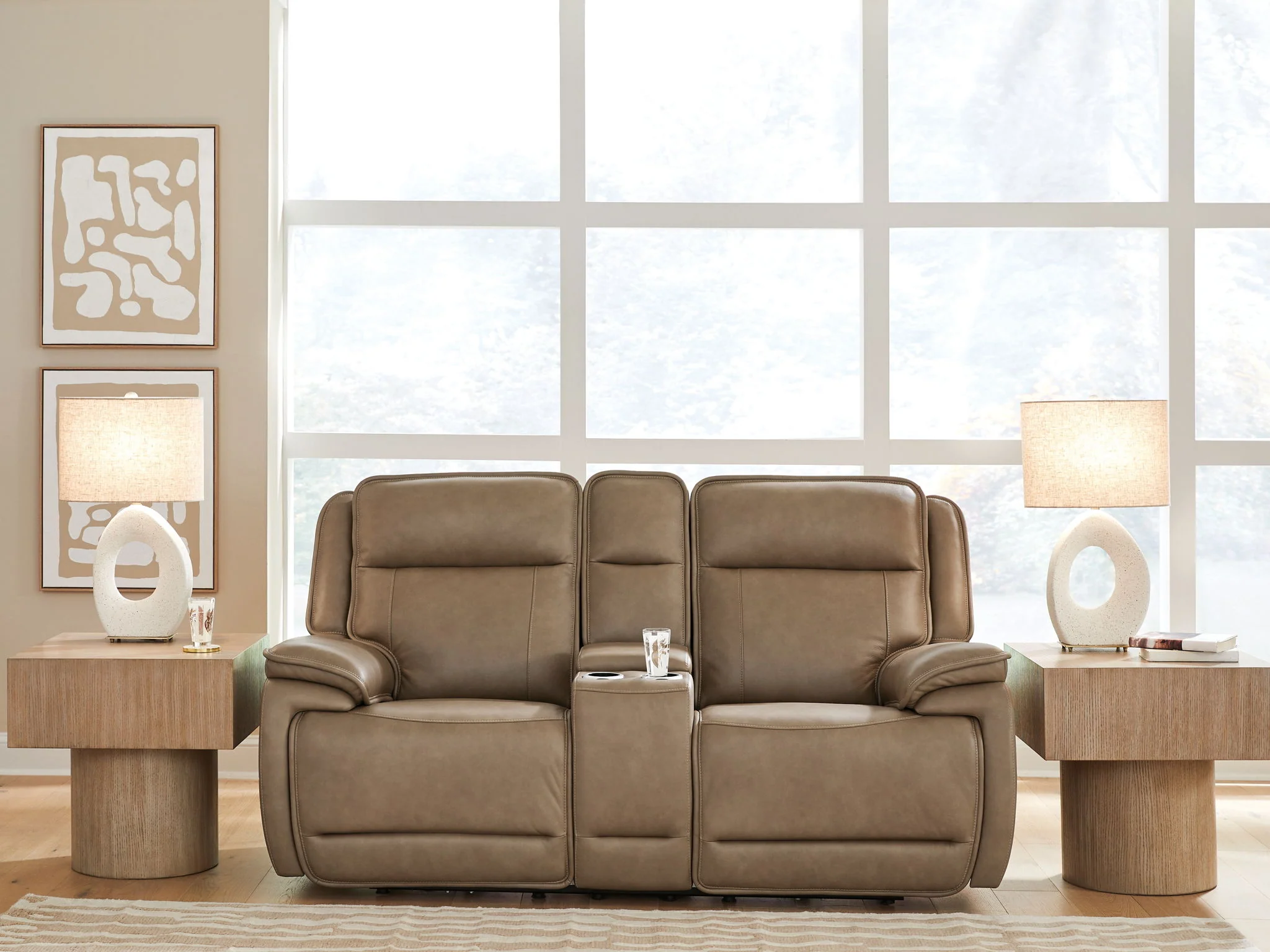 Glencroft - Power Reclining Loveseat With Console / Adjustable Headrest - Sahara - Image 5