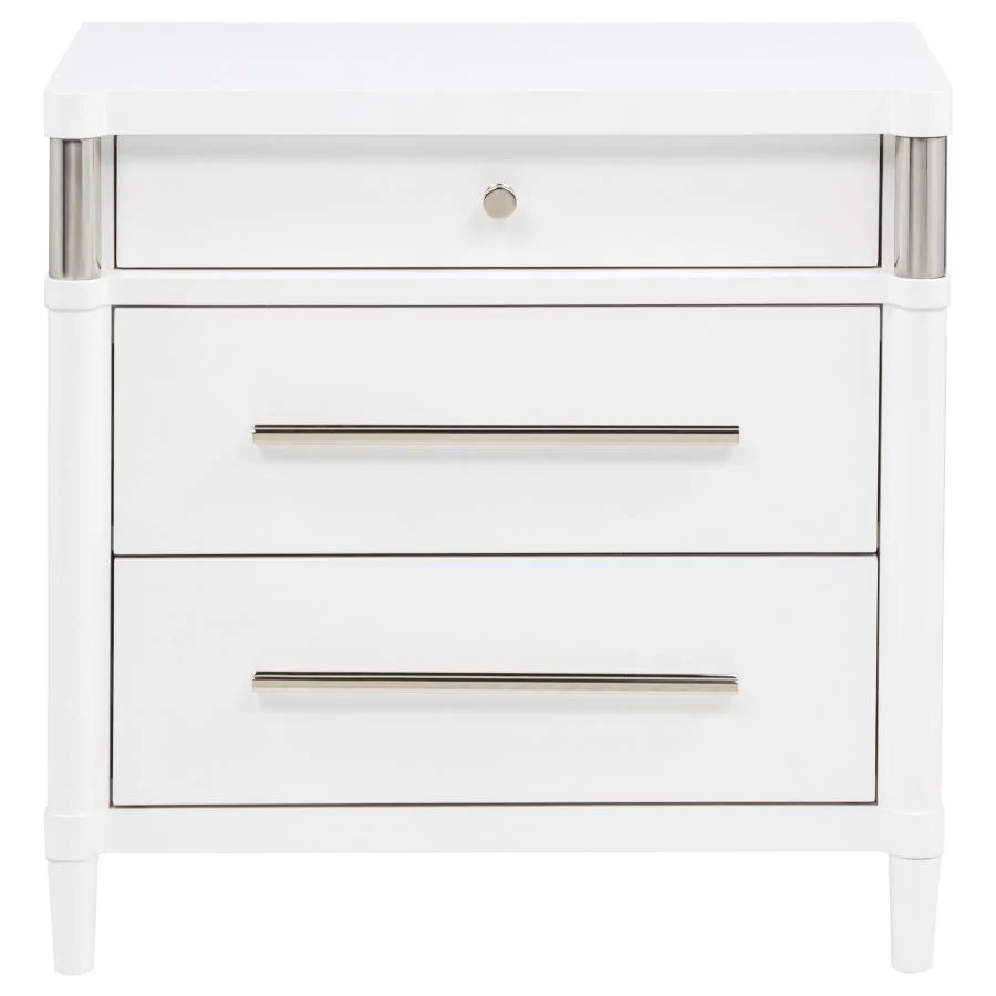Gracemont - 3-Drawer Bedroom Nightstand Bedside Table - White - Image 3