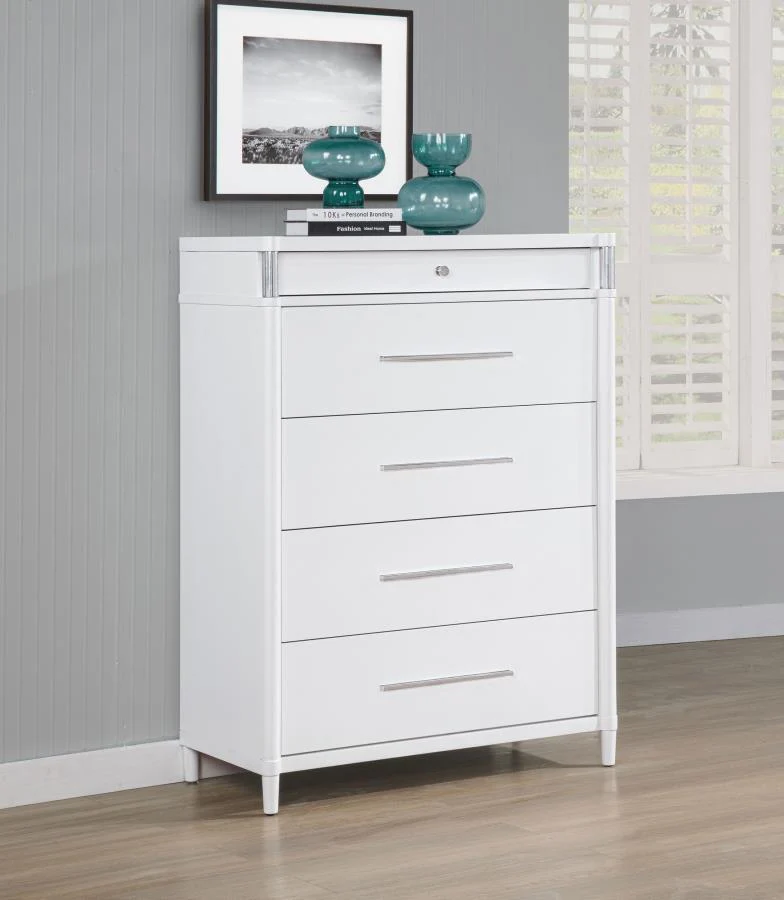 Gracemont - 5-Drawer Bedroom Chest Of Drawers - White - Image 2