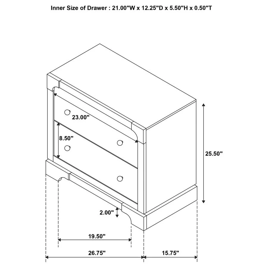 Gran Park - 2-Drawer Nightstand Bedside Table - Dark Cocoa - Image 14