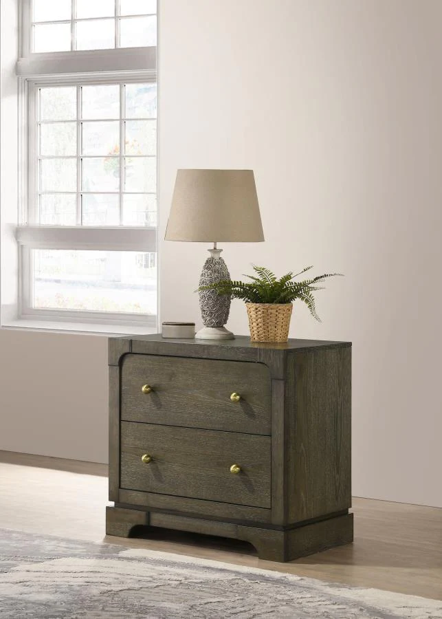 Gran Park - 2-Drawer Nightstand Bedside Table - Dark Cocoa - Image 2