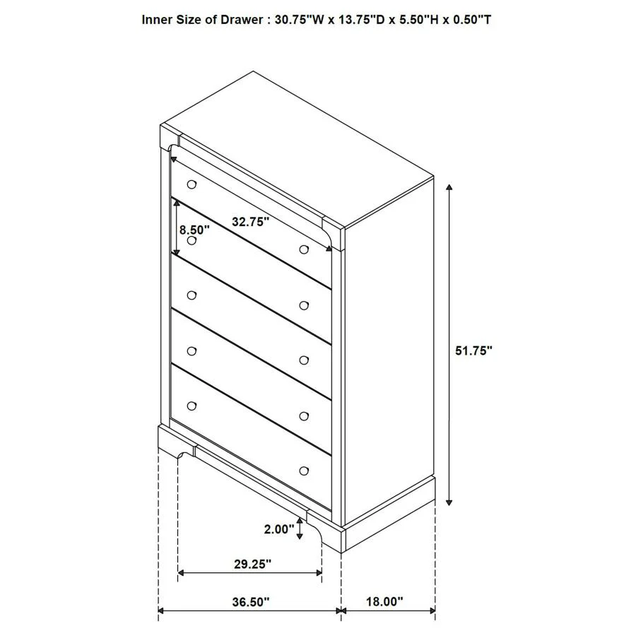 Gran Park - 5-Drawer Bedroom Chest Of Drawers - Dark Cocoa - Image 12