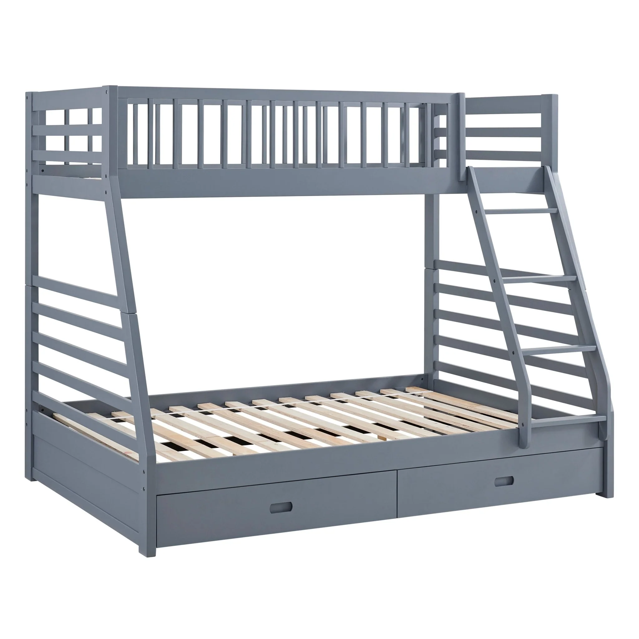 Gray Twin Over Full Bunk Bed with Storage Drawers - Image 2
