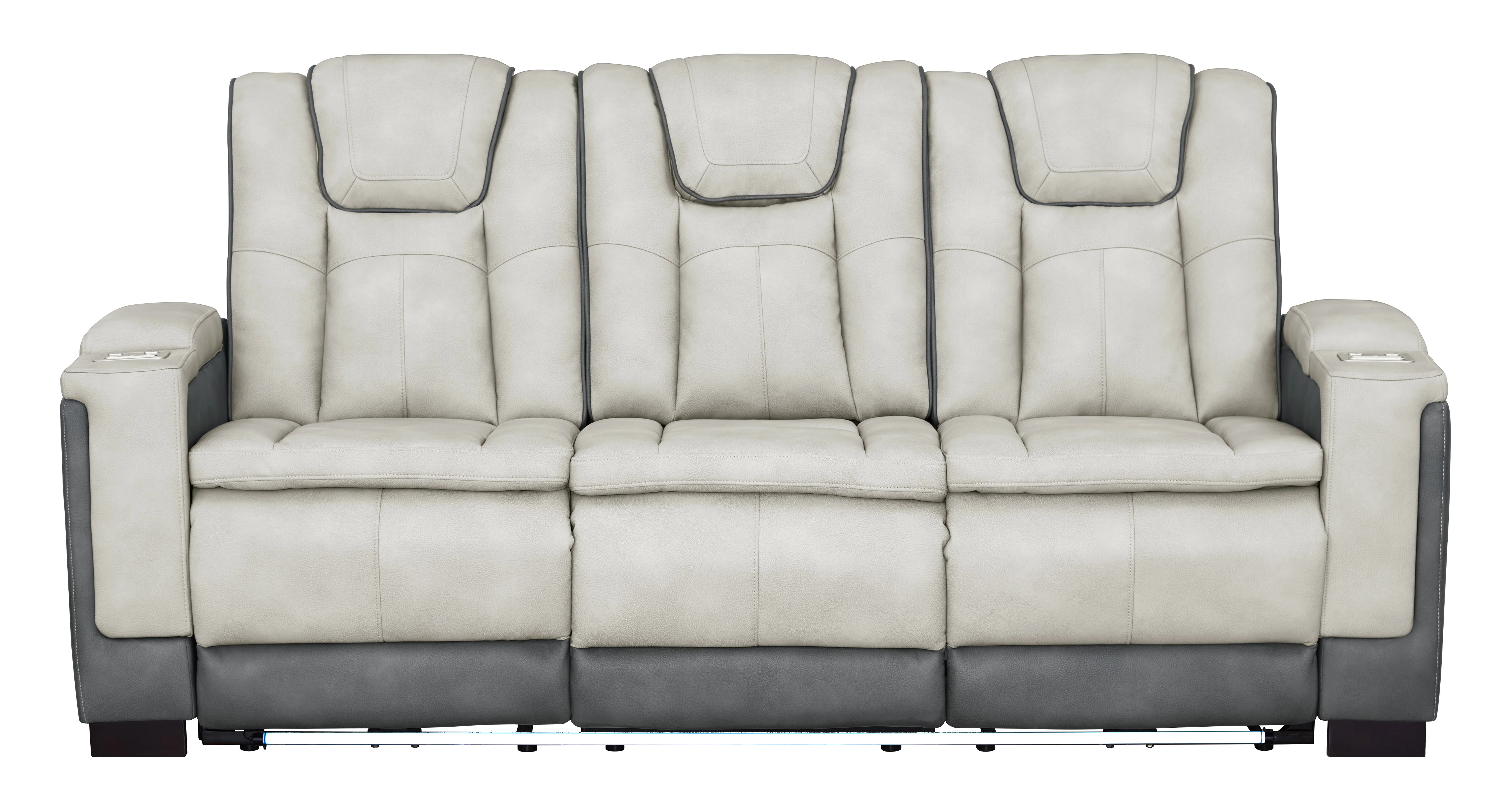 Gray Two-Tone Power Reclining Living Room Set with Power Headrests, LED Lighting, Console Storage, Bluetooth Speakers & USB Charging - Image 4