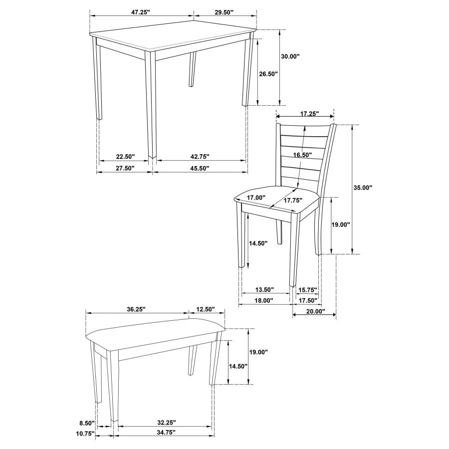 Guillen - 5 Piece Rectangular Dining Table Set - Cappuccino - Image 16