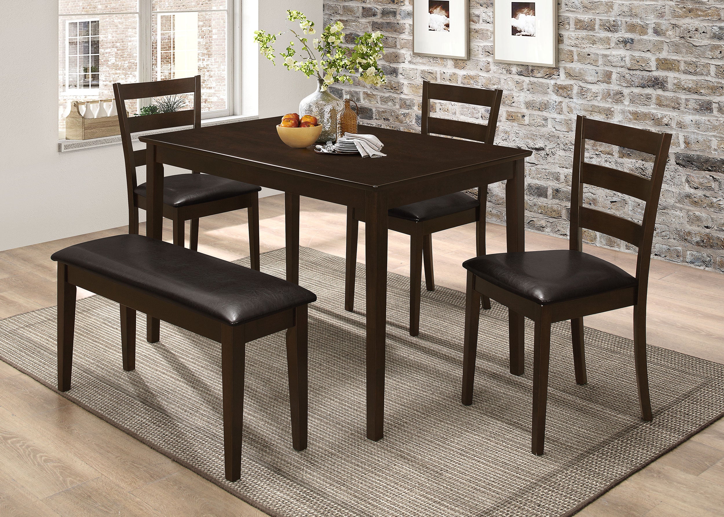 Guillen - 5 Piece Rectangular Dining Table Set - Cappuccino - Image 17