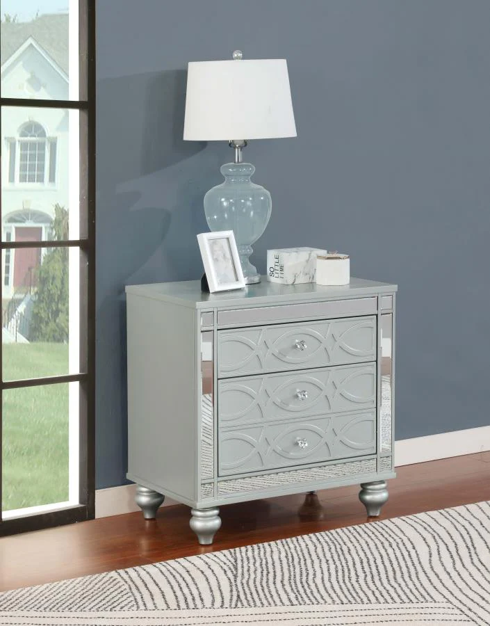 Gunnison - 2-Drawer Nightstand - Silver Metallic - Image 2