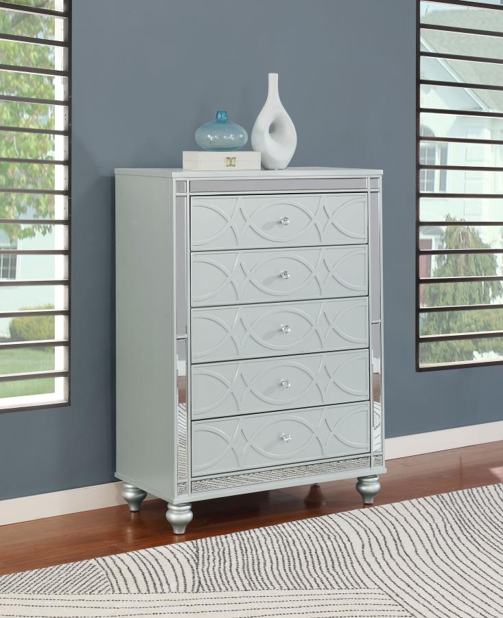 Gunnison - 5-Drawer Bedroom Chest - Silver Metallic - Image 2