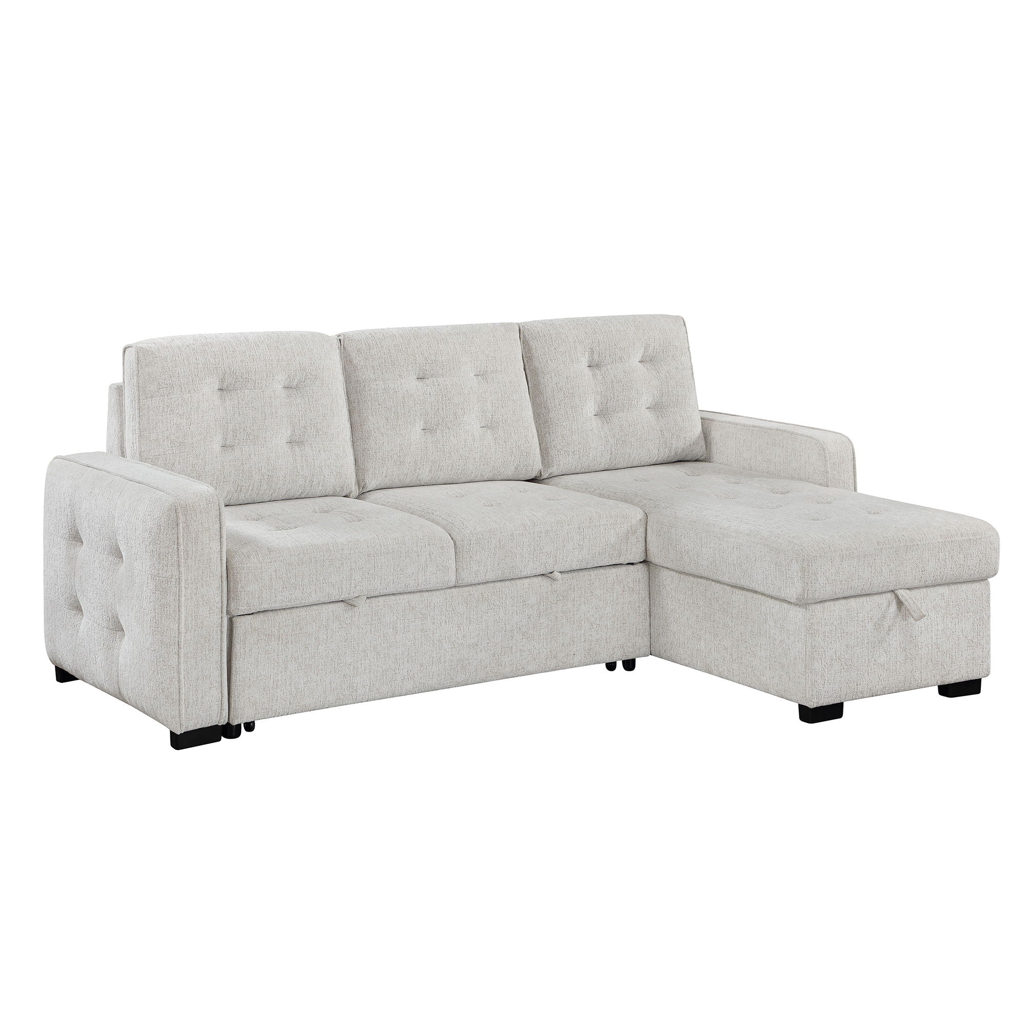 Gustavo - Sofa, Pull Out Bed, Storage Chaise, USB And Cup Holders - Beige - Image 3