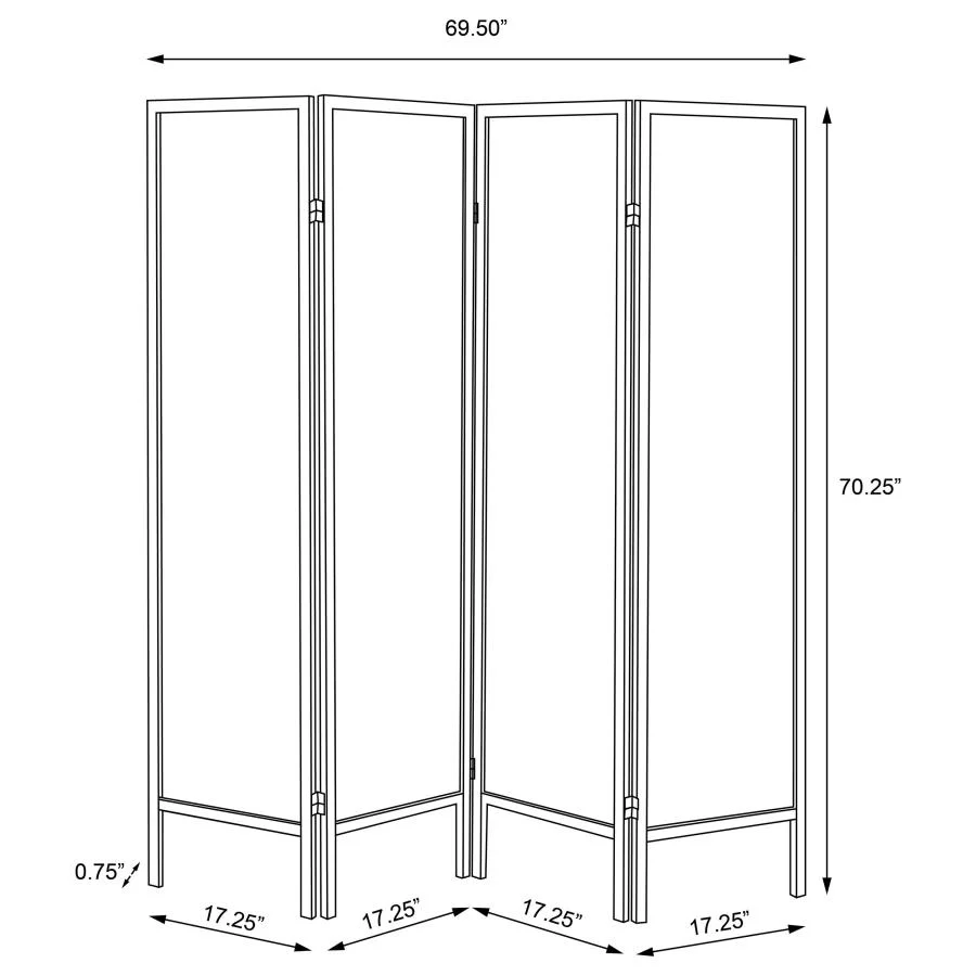 Haidera - 4-Panel Room Divider Folding Screen - Black Damask - Image 5